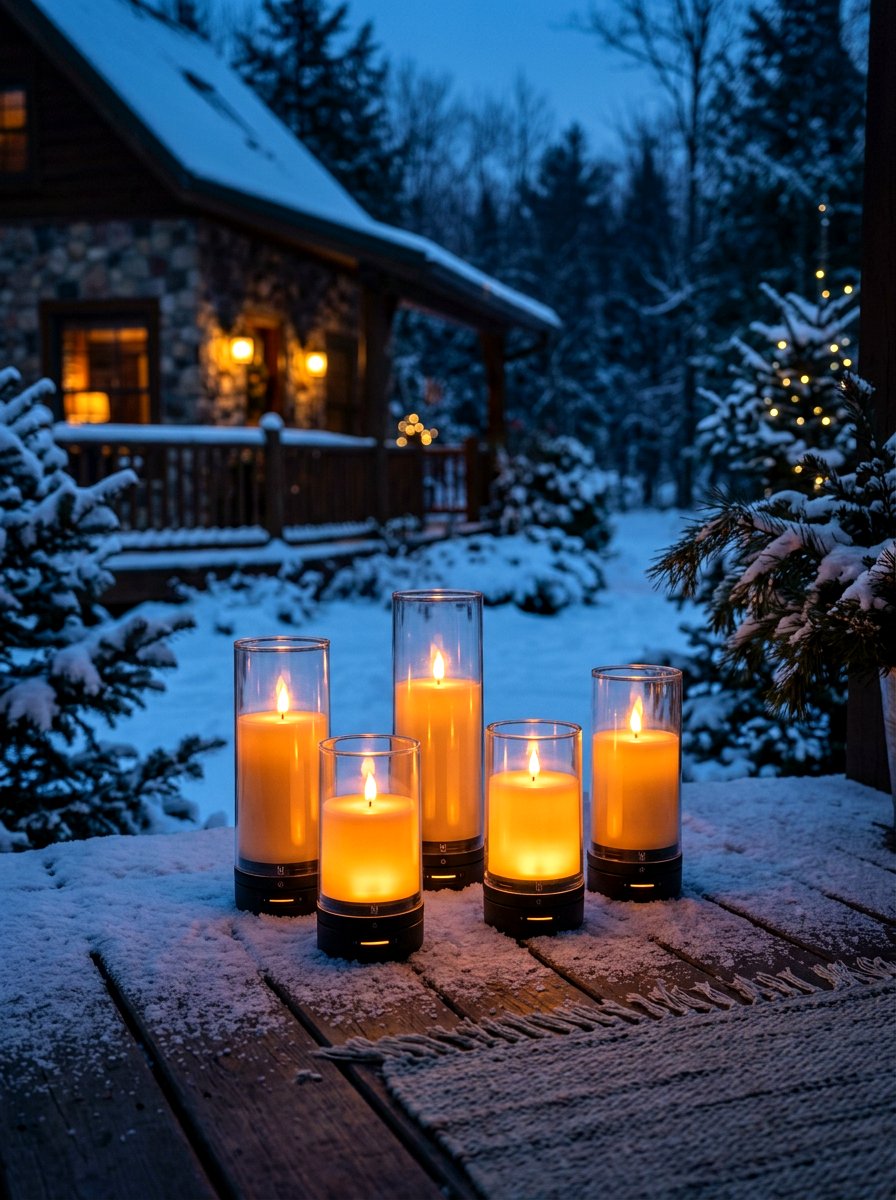 Waterproof led candles - 30 front porch winter glow ideas