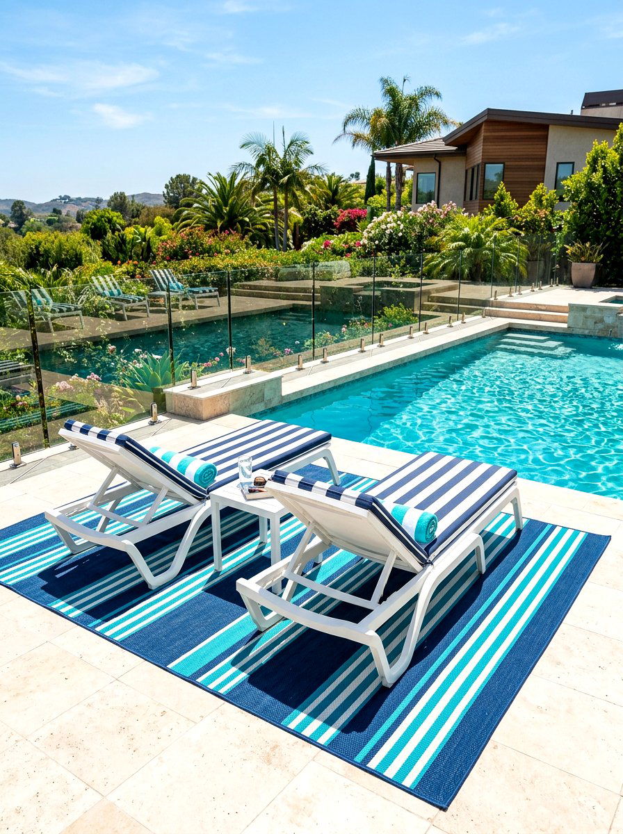 Waterproof striped patio rug - 30 striped outdoor rug ideas