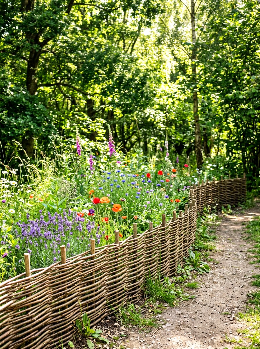 Wattle Fence Garden Border - 30 raised bed fence ideas