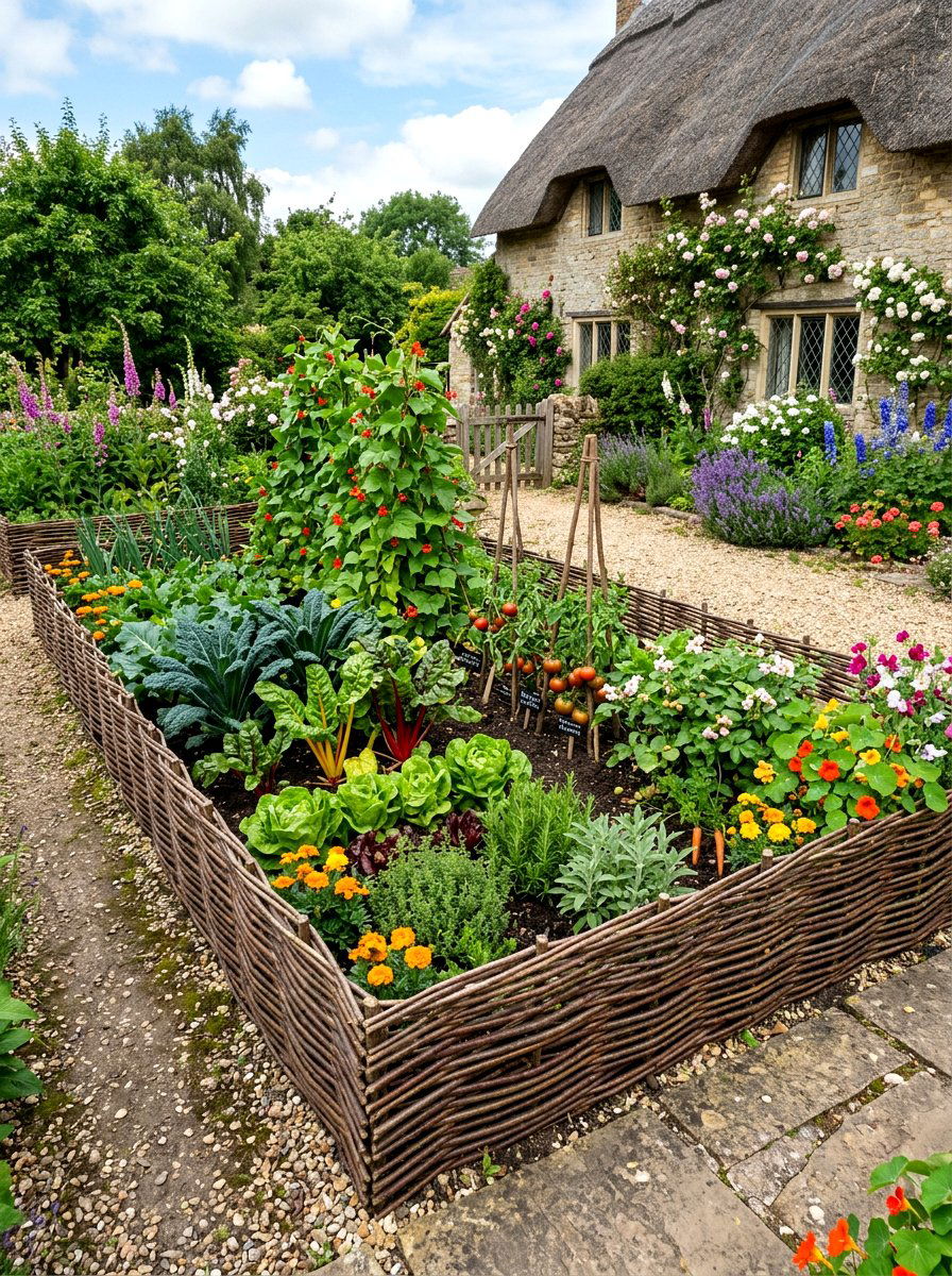 Wattle Fence Vegetable Garden - 30 vegetable garden ideas