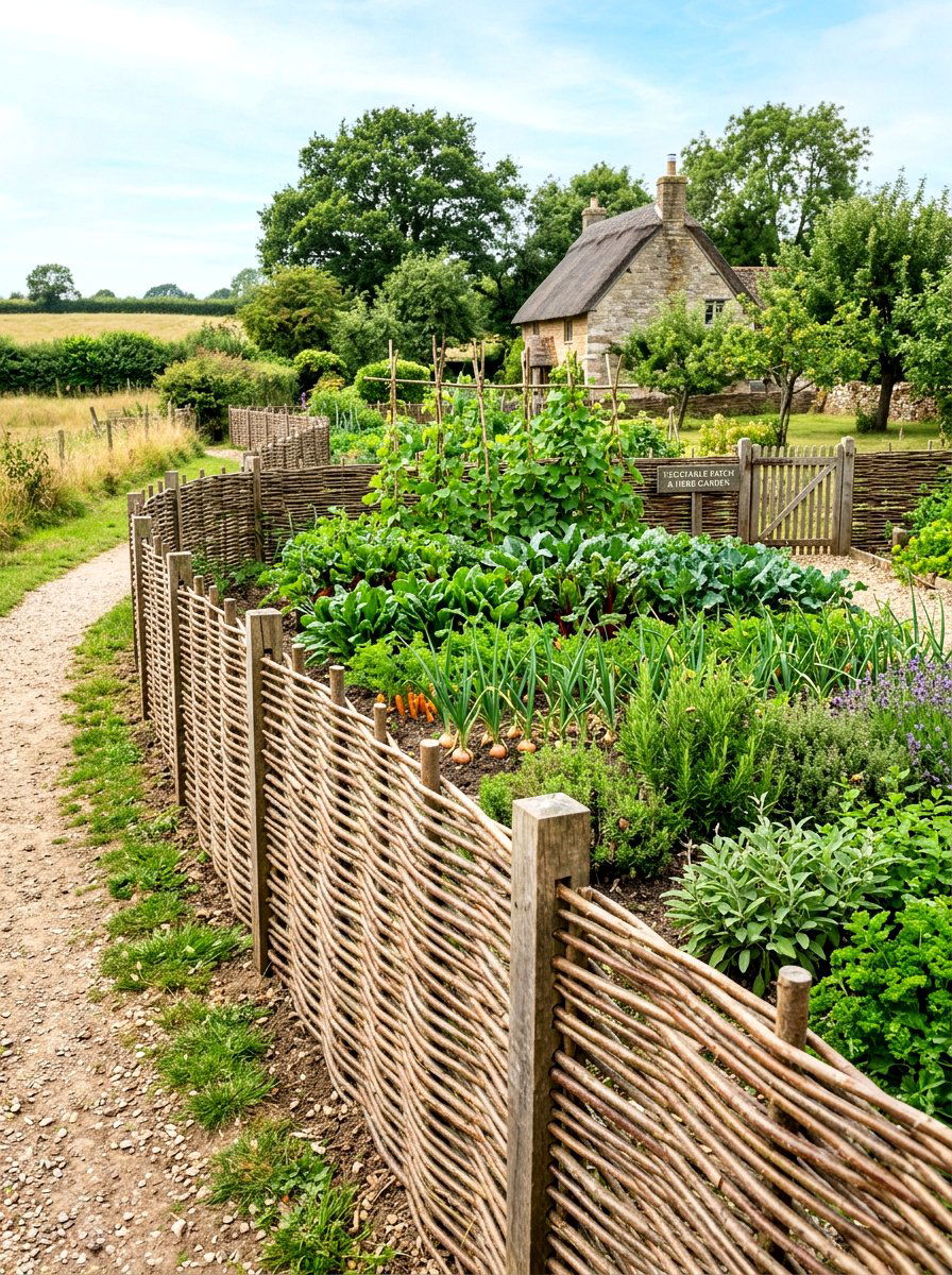 Wattle fence border - 30 garden edging ideas