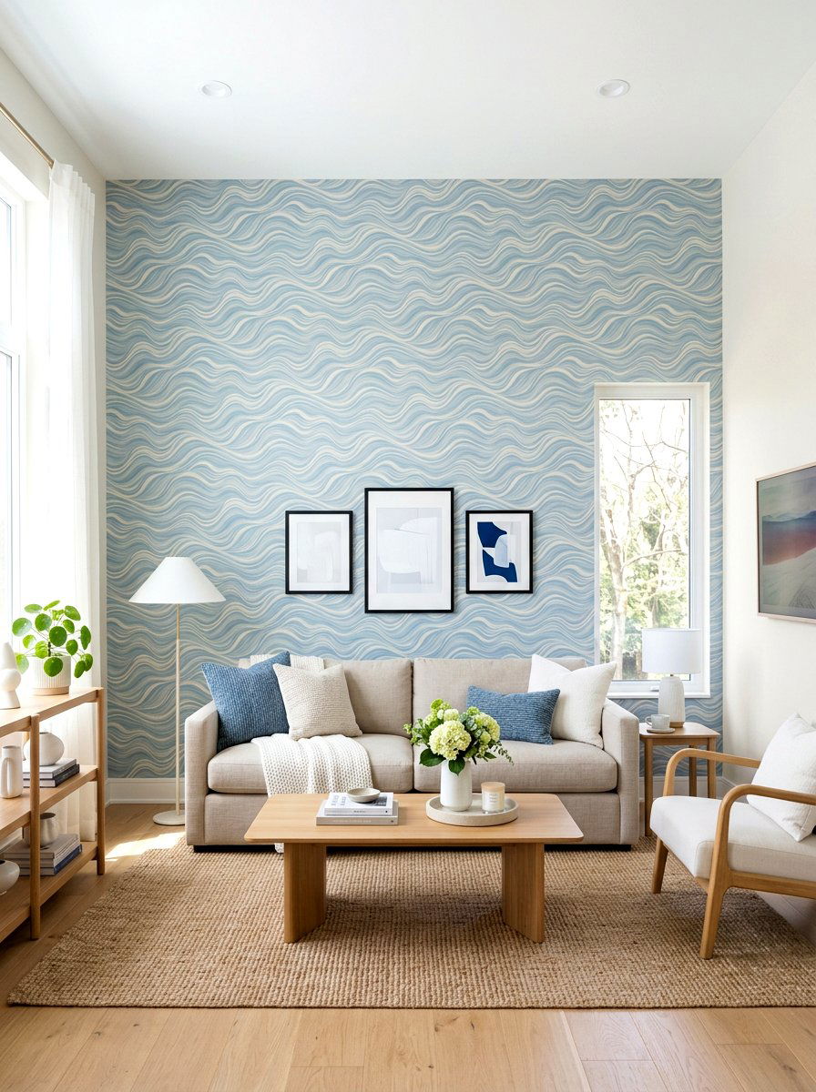 Wave Wallpaper Living Room - 30 ocean inspired living room ideas