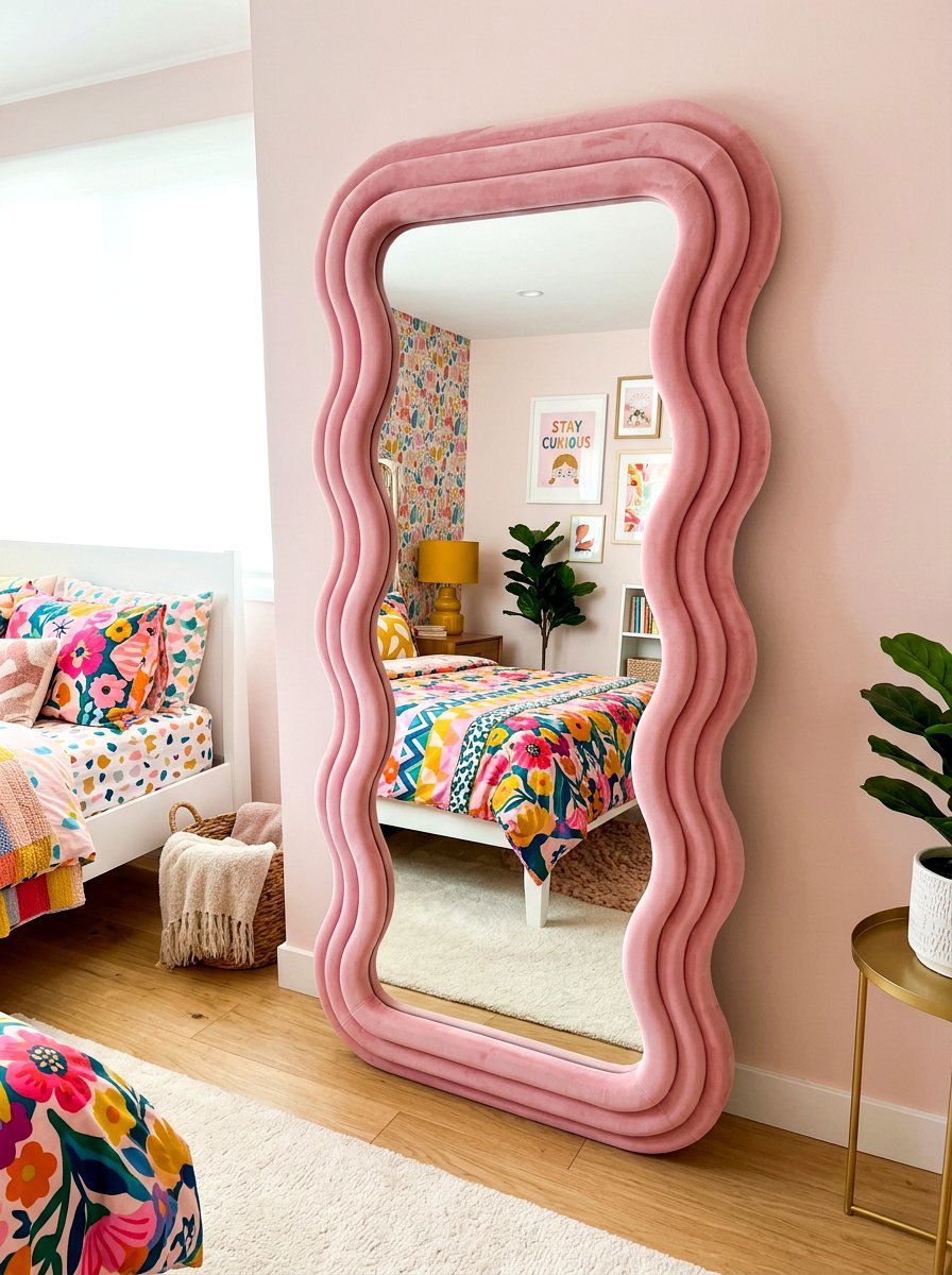 Wavy Full Mirror - 30 dopamine bedroom ideas