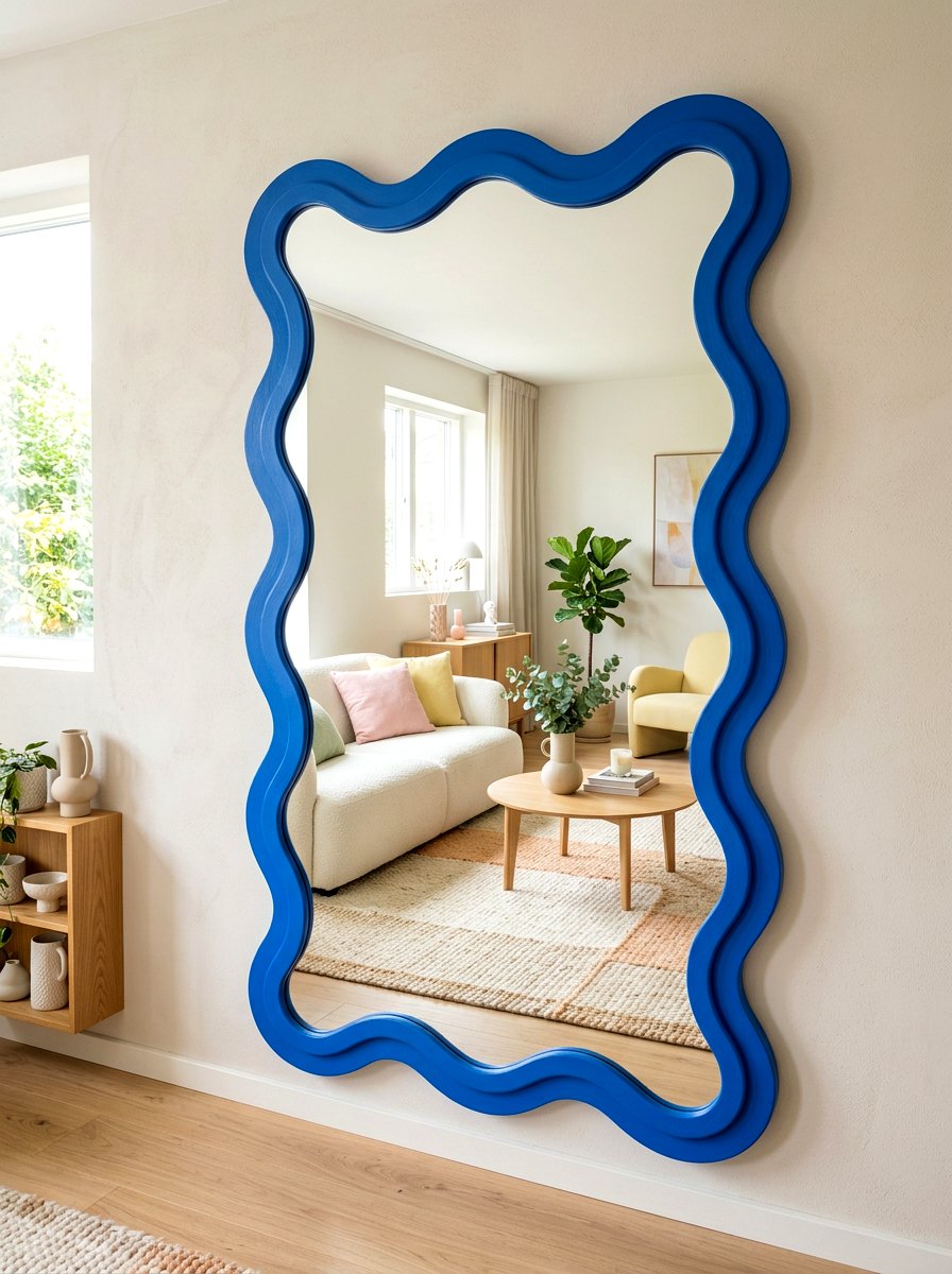 Wavy Wall Mirror - 30 TikTok living room decor ideas