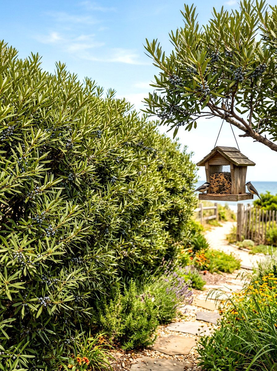 Wax Myrtle privacy hedge - 30 evergreen privacy border ideas