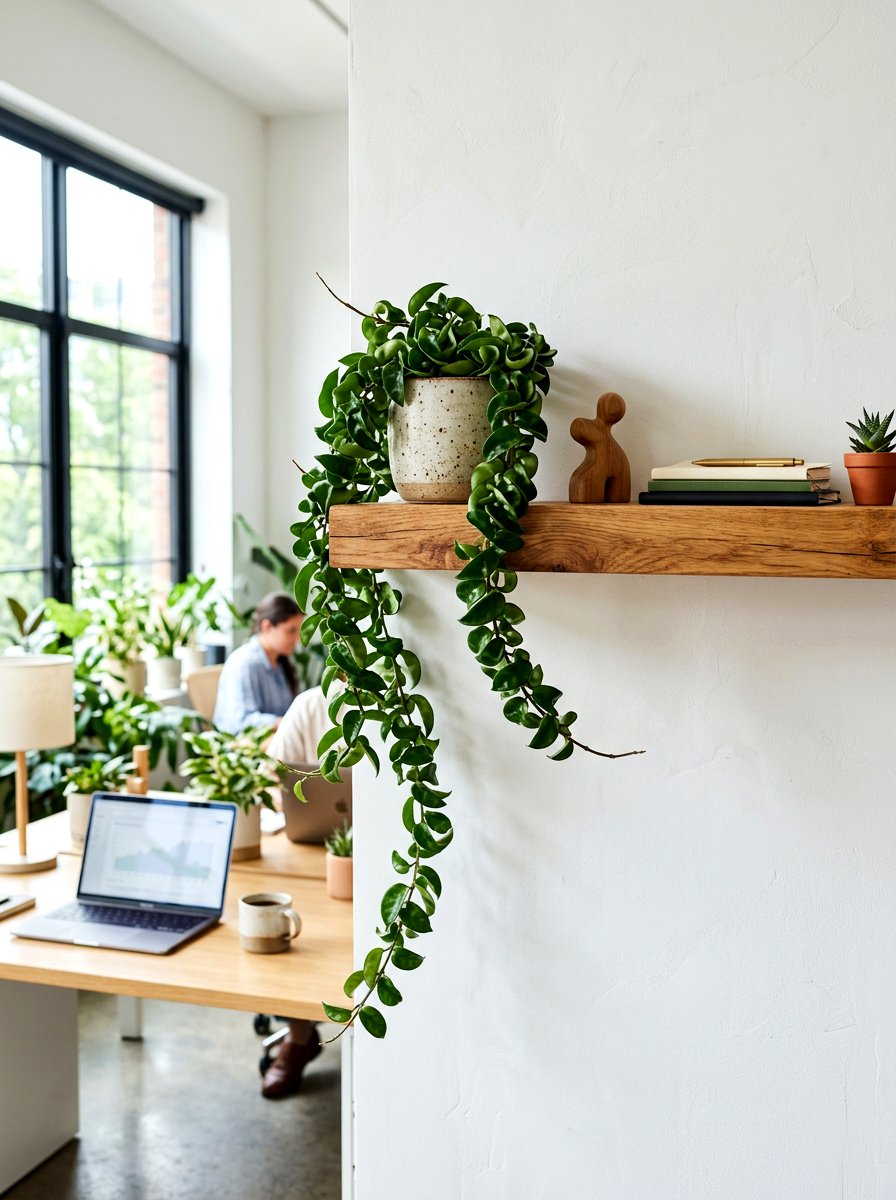 Wax plant floating shelf - 30 low light indoor plant decor ideas