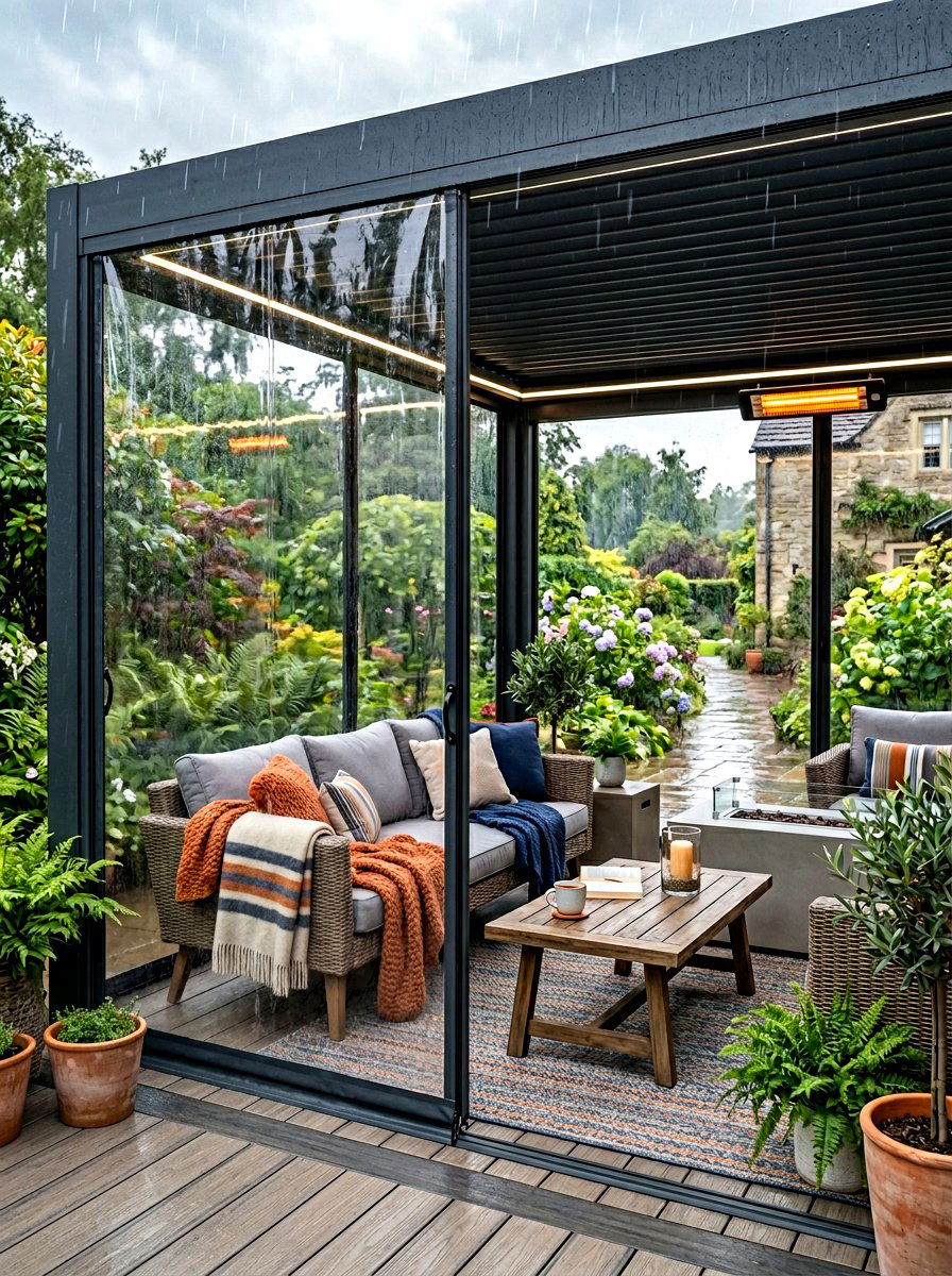 Weather screen curtains - 30 pergola curtain ideas