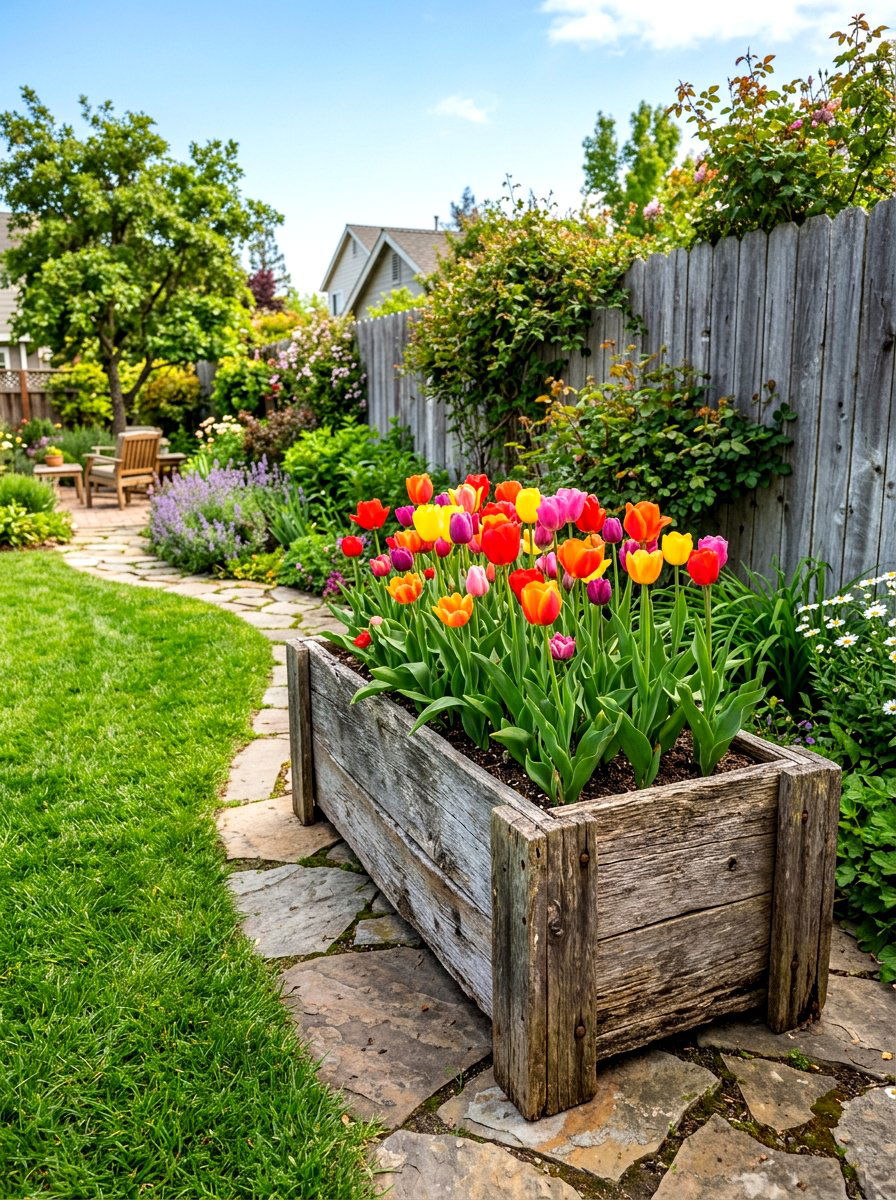 Weathered Fence Wood Planter Box - 30 reclaimed material decor ideas