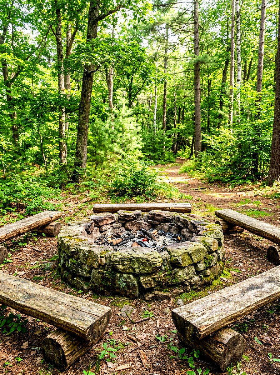 Weathered Fieldstone Fire Pit - 30 stone fire pit ideas