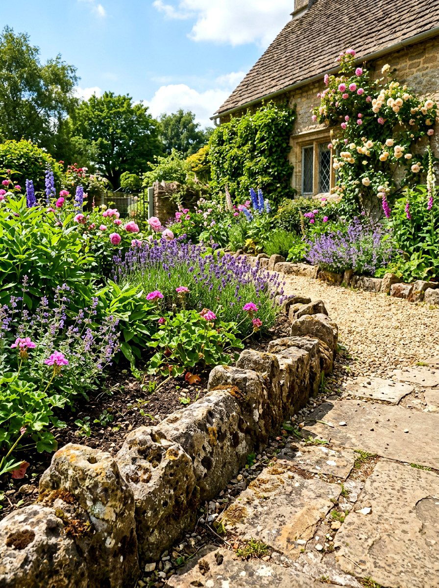 Weathered Rock Concrete - 30 concrete garden border ideas