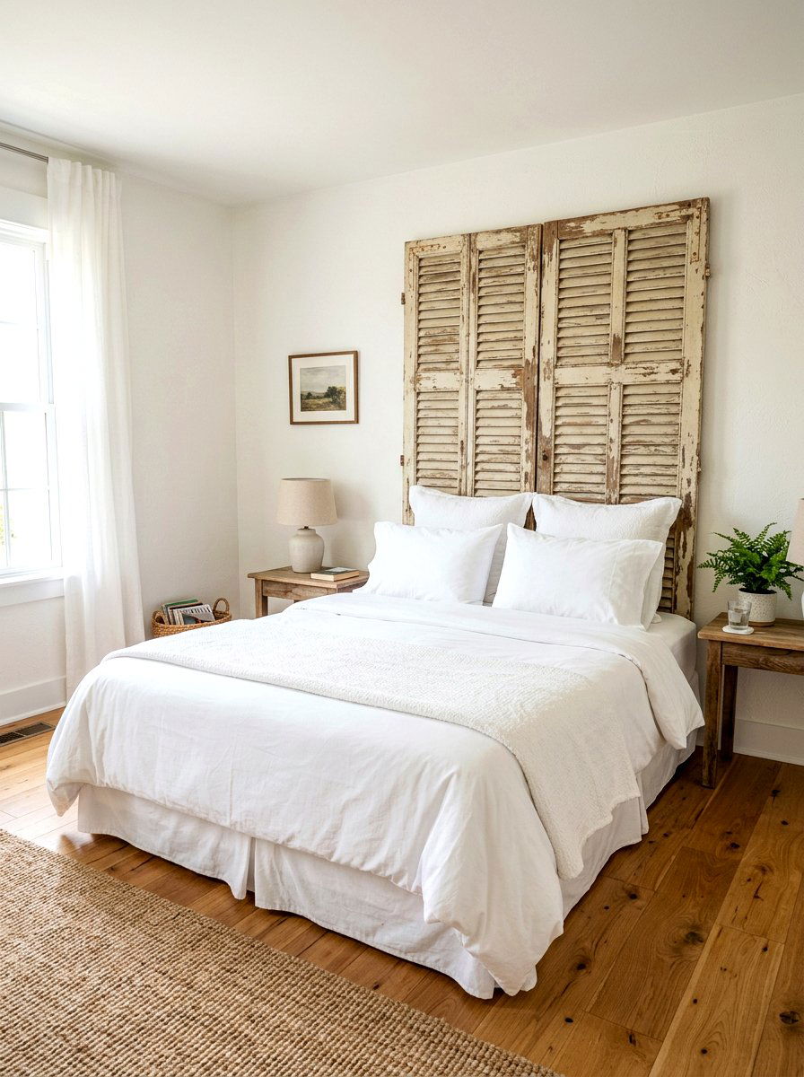 Weathered Shutter Wall Art - 30 antique bedroom decor ideas