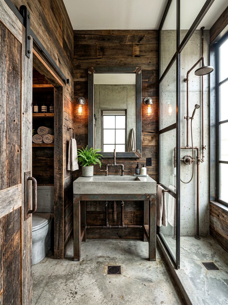 Weathered Steel Bathroom - 30 bathroom hardware finish ideas