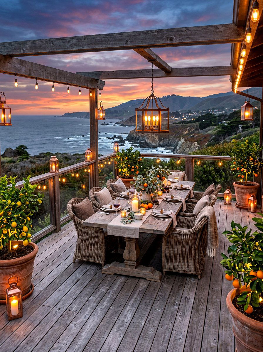 Weathered Wood Dining Deck - 30 coastal backyard ideas