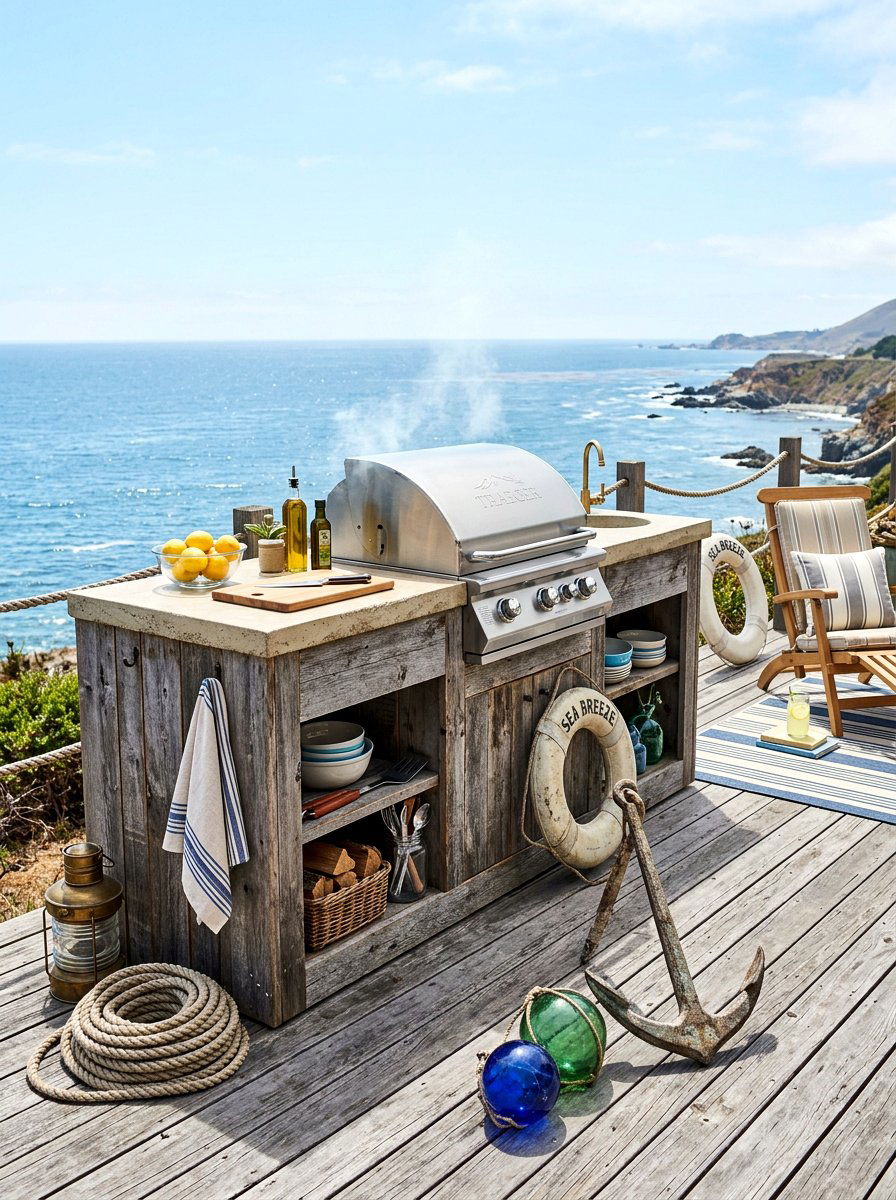 Weathered Wood Grill Station - 30 grill island ideas