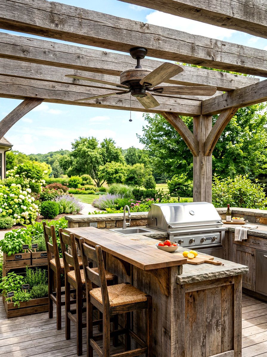 Weathered Wood Patio Fan - 30 outdoor ceiling fan patio ideas