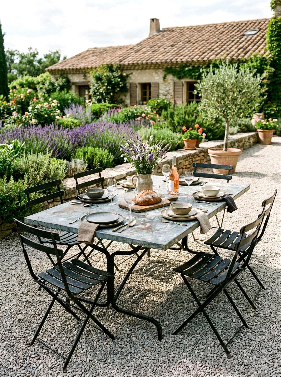 Weathered Zinc Iron Table - 30 vintage iron patio furniture ideas