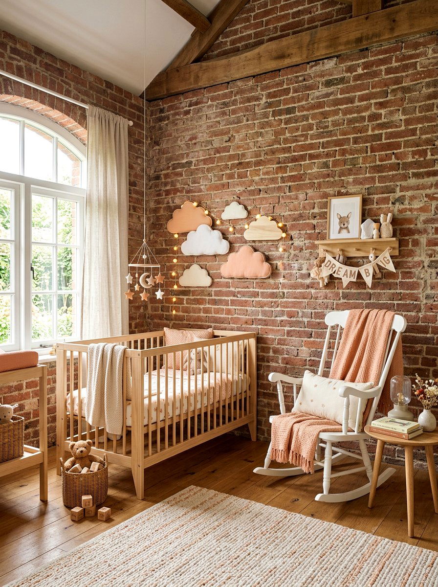 Weathered brick nursery - 30 brick accent wall ideas