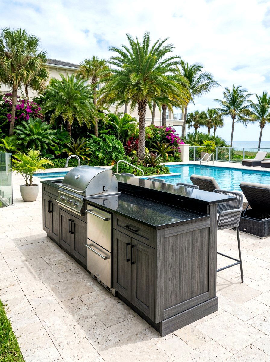 Weatherproof Composite Grill Island - 30 backyard grill station ideas