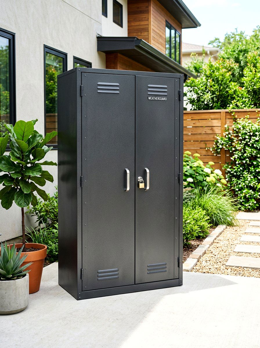 Weatherproof Metal Storage Cabinet - 30 side yard storage ideas