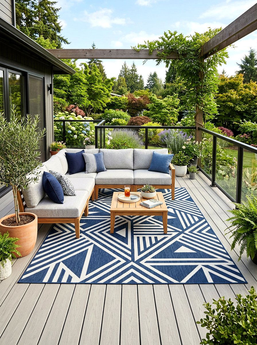 Weatherproof Outdoor Deck Rug - 30 deck makeover ideas