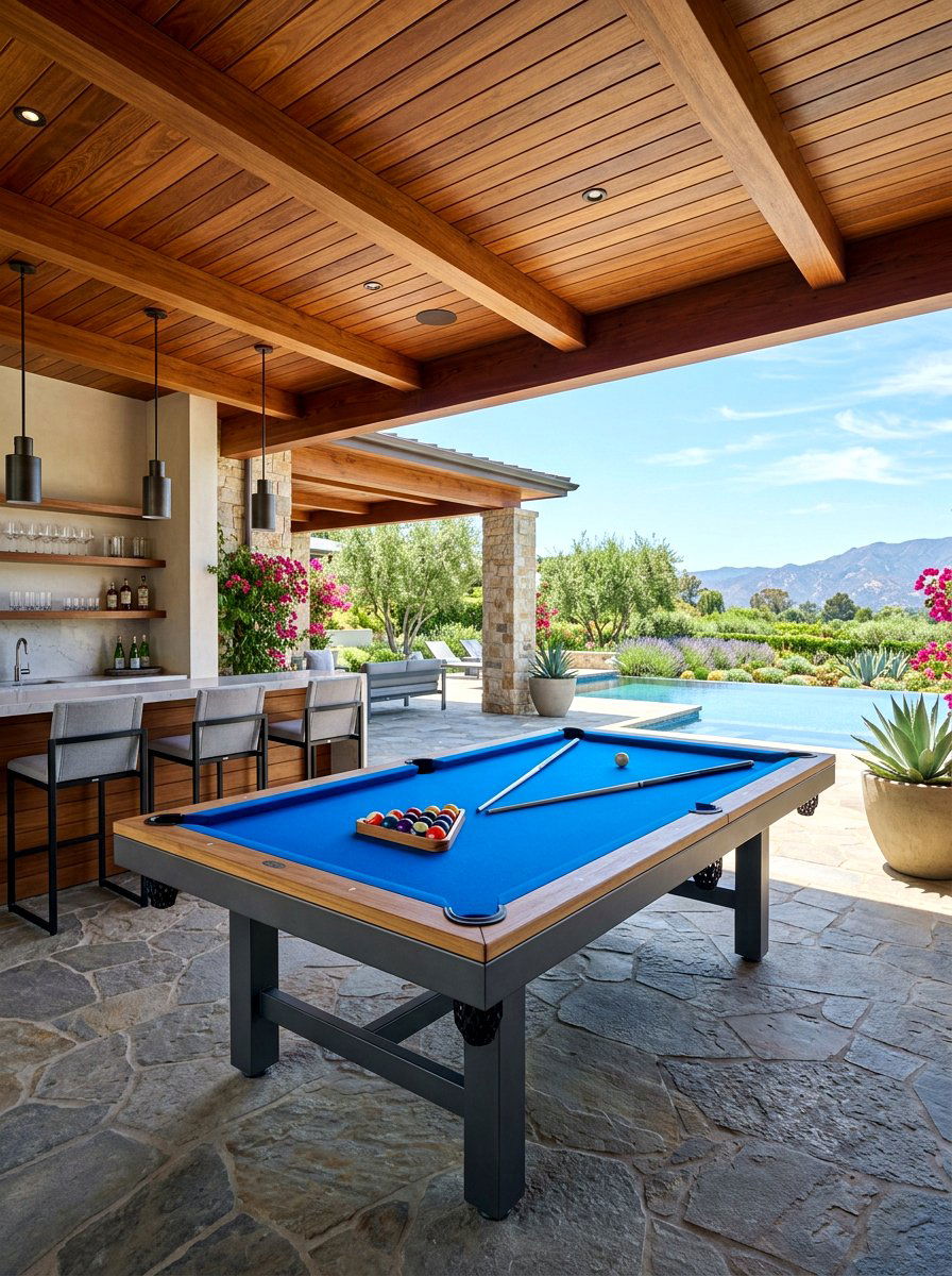 Weatherproof Outdoor Pool Table - 30 backyard game area ideas