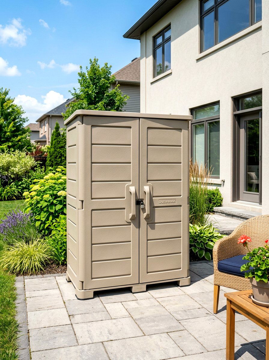 Weatherproof Plastic Utility Cabinet - 30 outdoor broom closet ideas