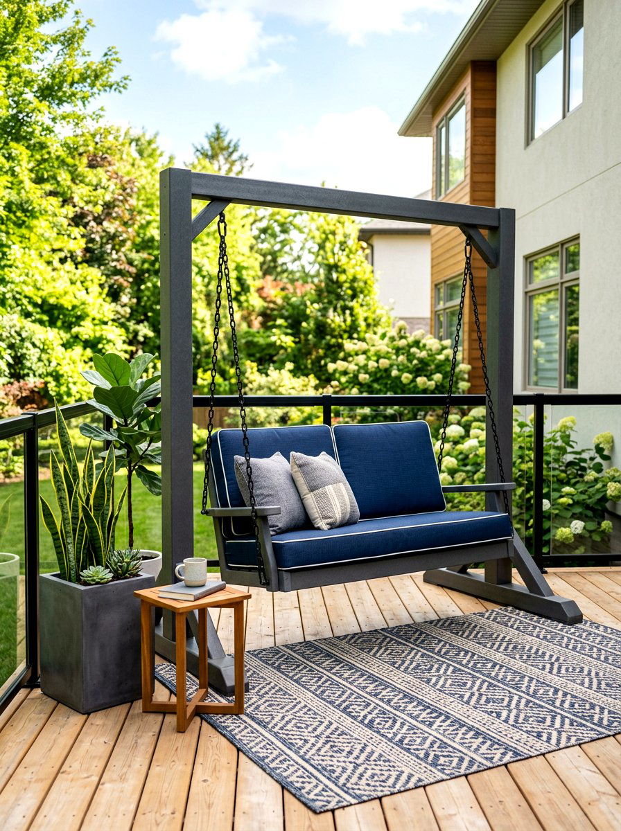 Weatherproof Resin Swing Deck - 30 hanging chair patio ideas