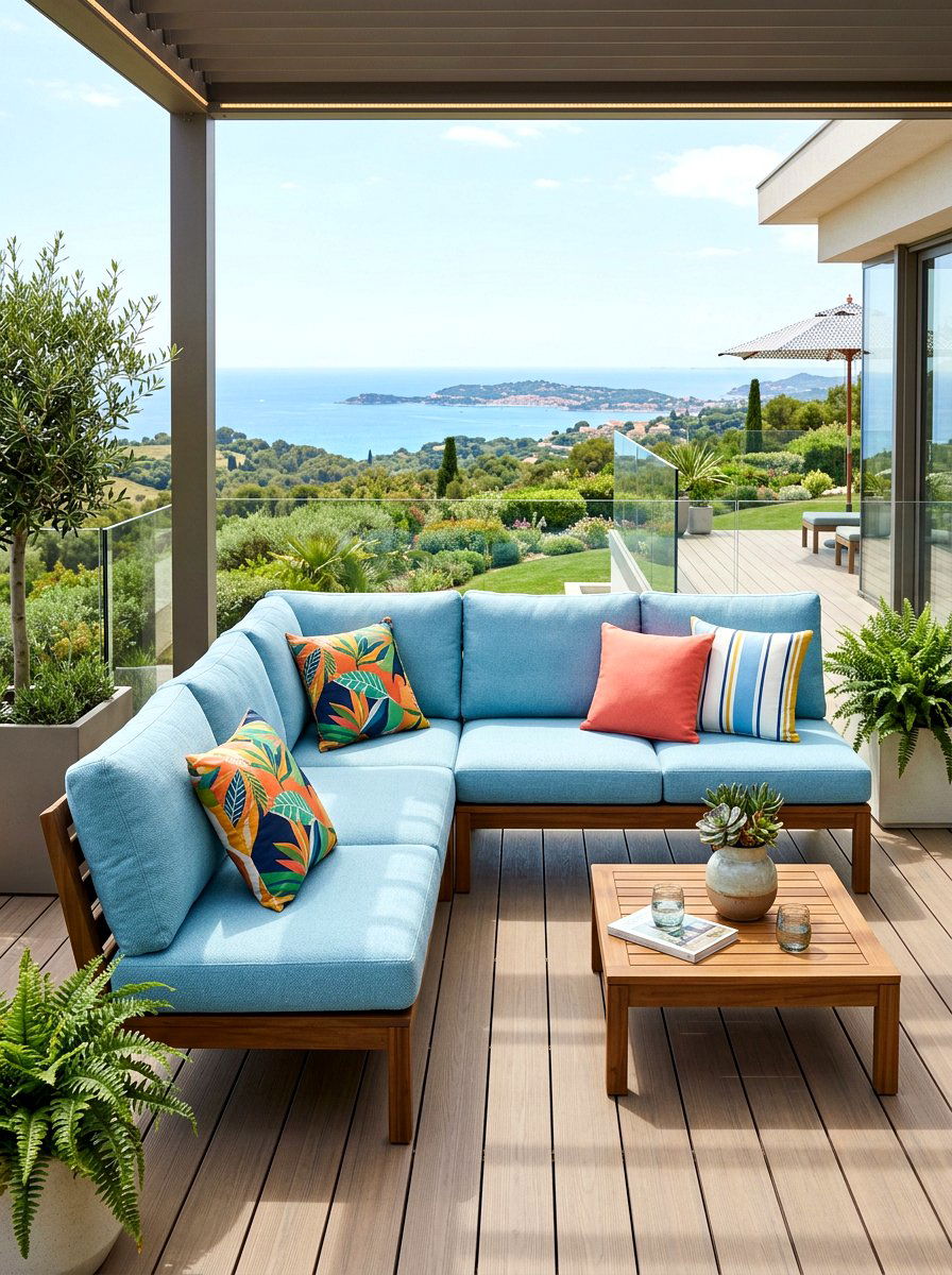 Weatherproof outdoor cushions - 30 city terrace decor ideas