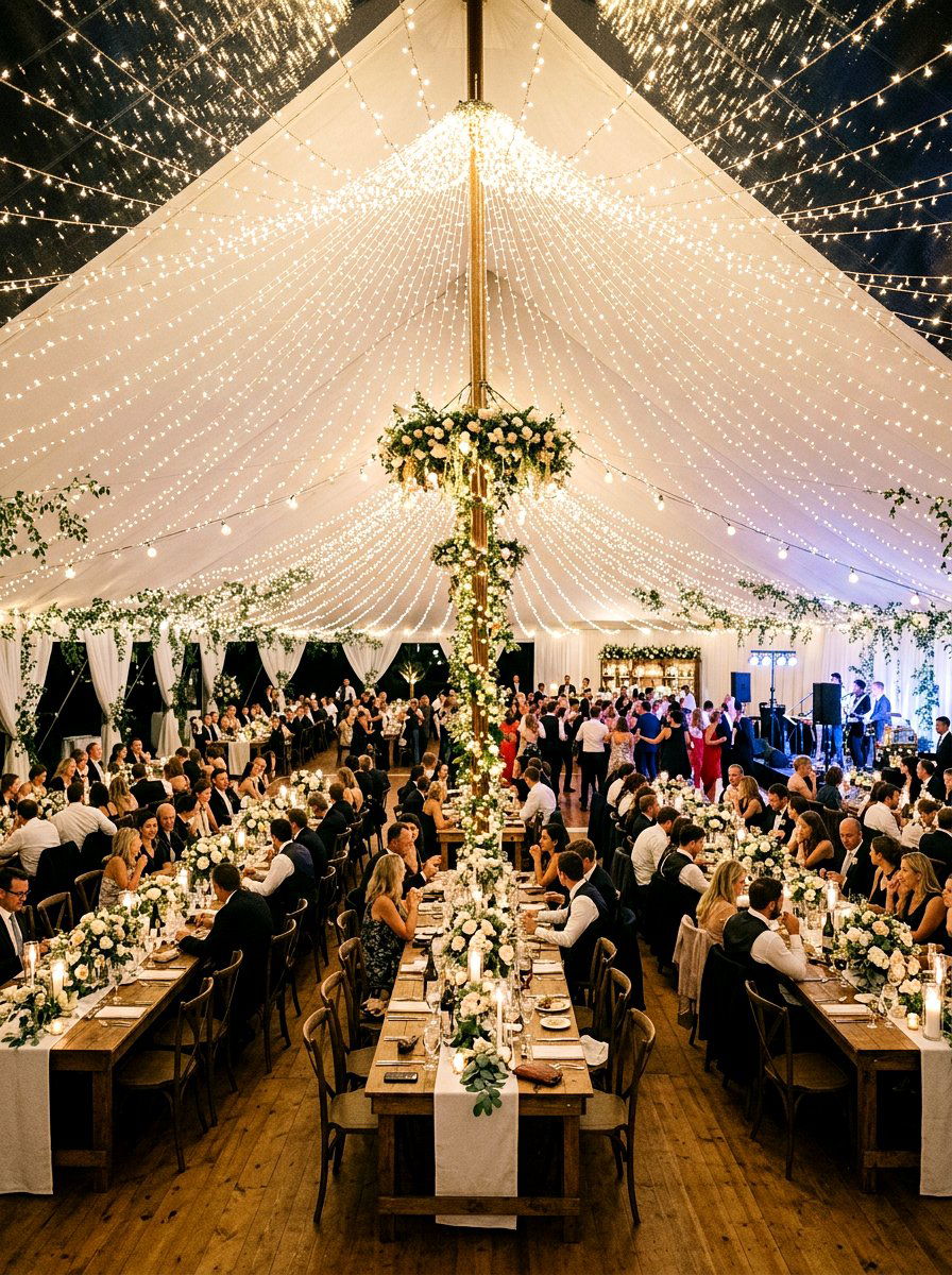 Wedding Reception Tent Lights - 30 fairy light canopy ideas