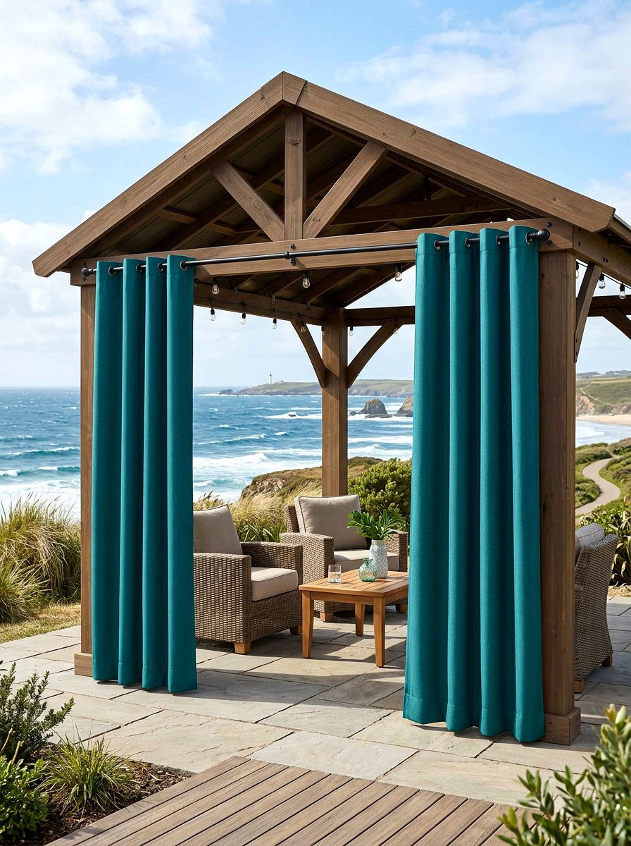 Weighted Hem Outdoor Panel - 30 gazebo curtain ideas