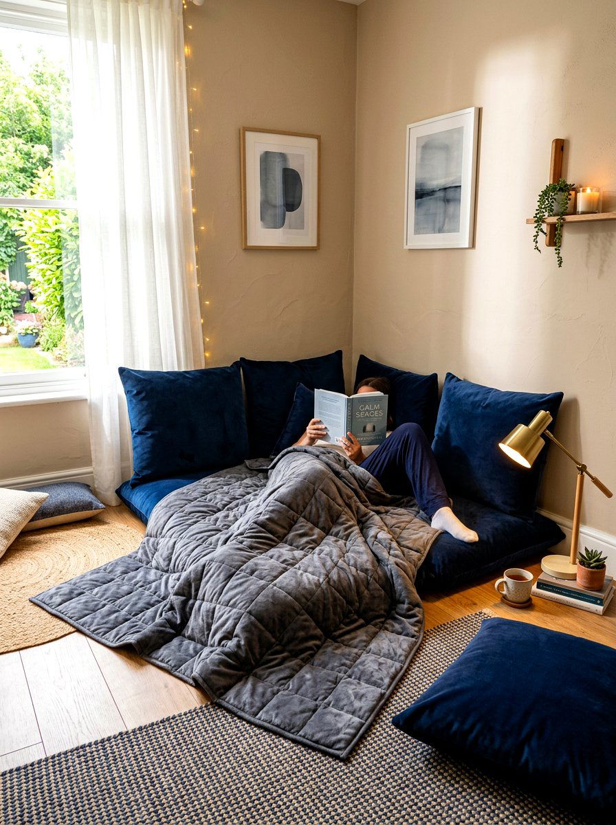 Weighted blanket nook - 30 sensory playroom ideas