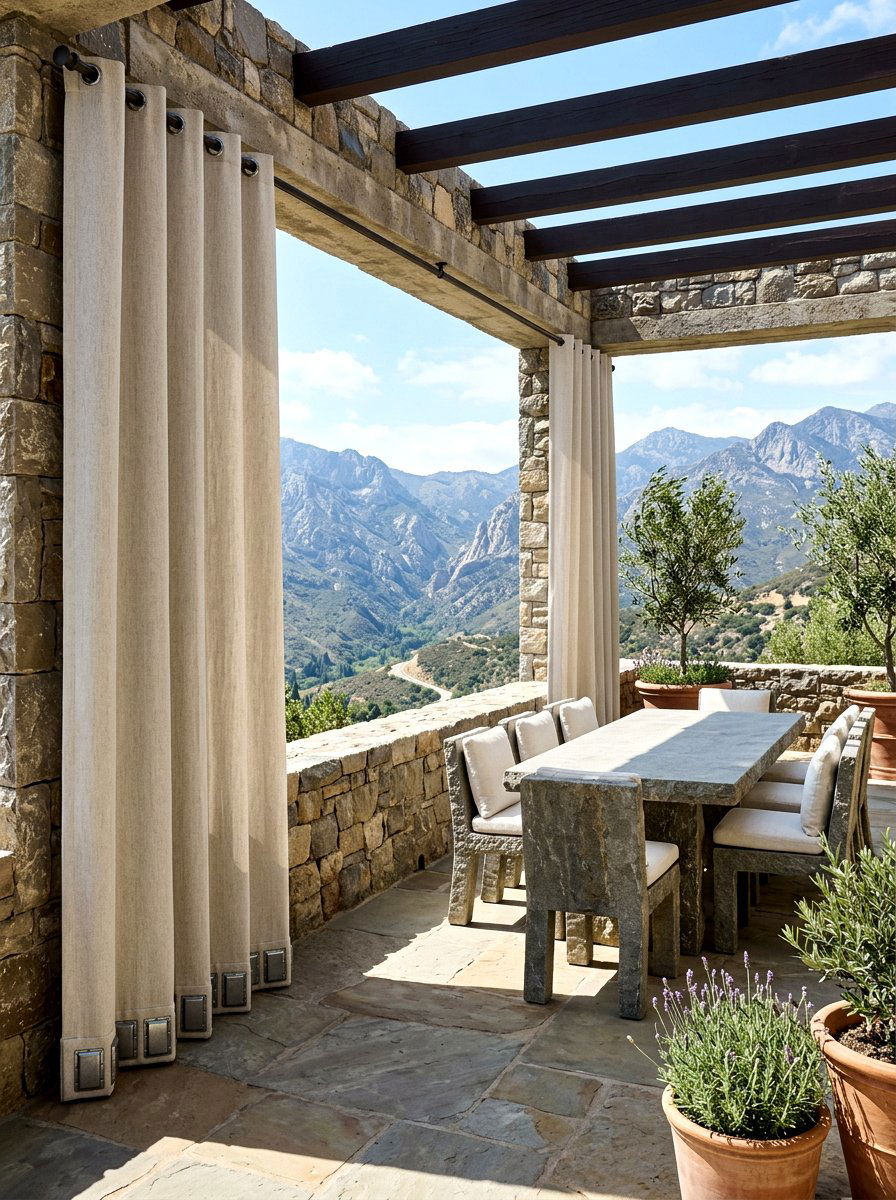 Weighted bottom outdoor curtains - 30 cabana curtain ideas