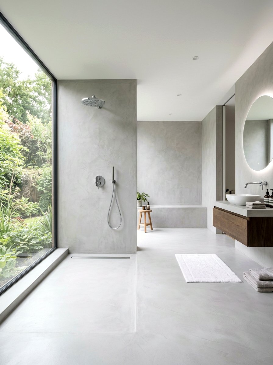 Wet room microcement shower - 30 microcement shower ideas