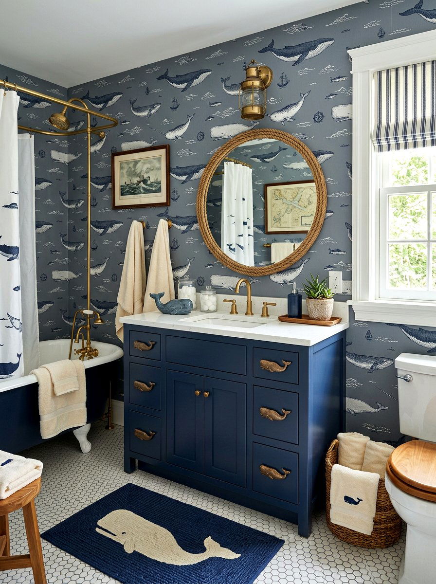 Whale theme bathroom - 30 nautical bathroom ideas