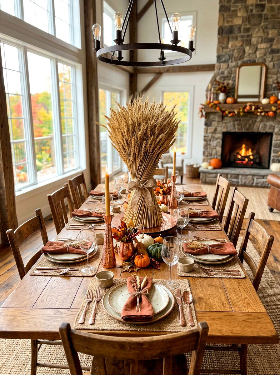 Wheat Stalk Table Centerpiece - 30 rustic table centerpiece ideas
