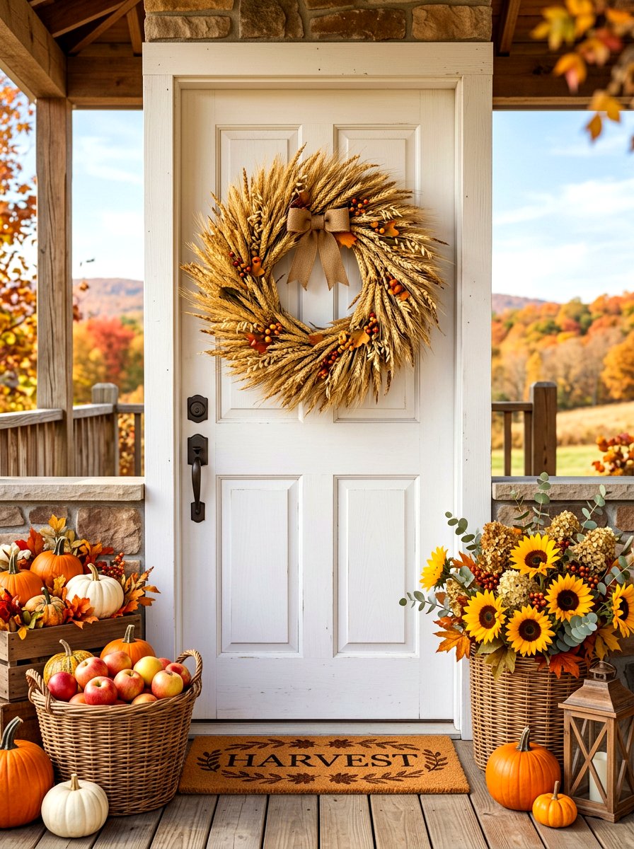 Wheat stalk fall wreath - 30 fall wreath ideas