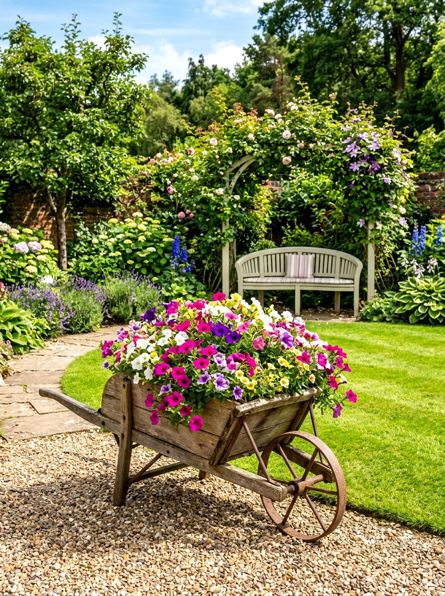 Wheelbarrow Planter - 30 backyard planter ideas