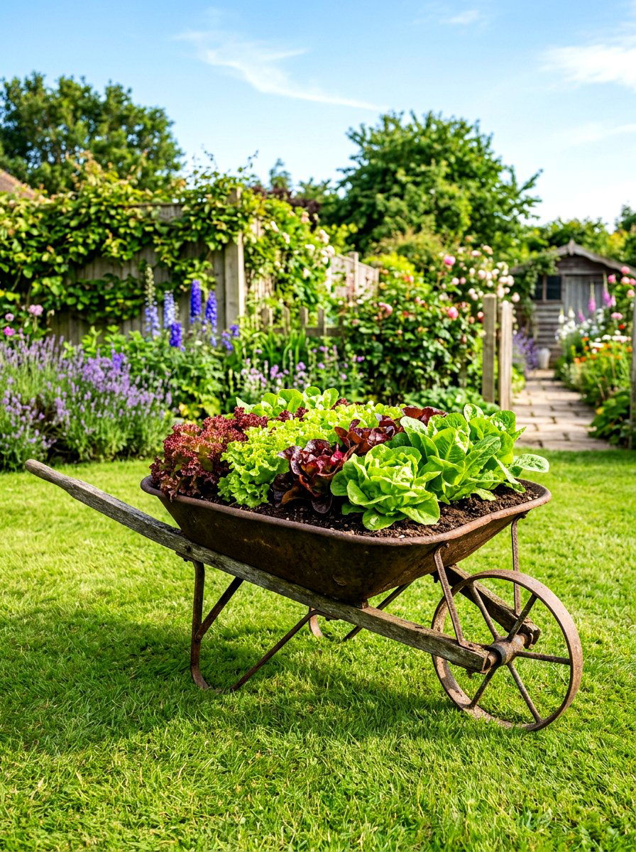 Wheelbarrow Vegetable Garden Bed - 30 small vegetable garden ideas