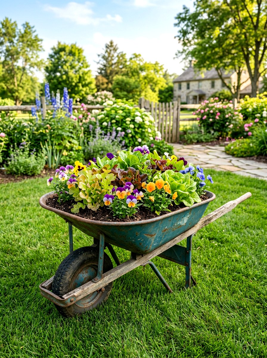 Wheelbarrow Vegetable Garden - 30 container vegetable garden ideas
