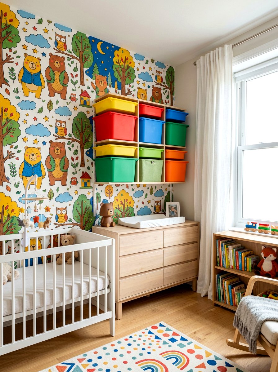 Whimsical Animal Nursery Wallpaper - 30 woodland wall mural nursery ideas