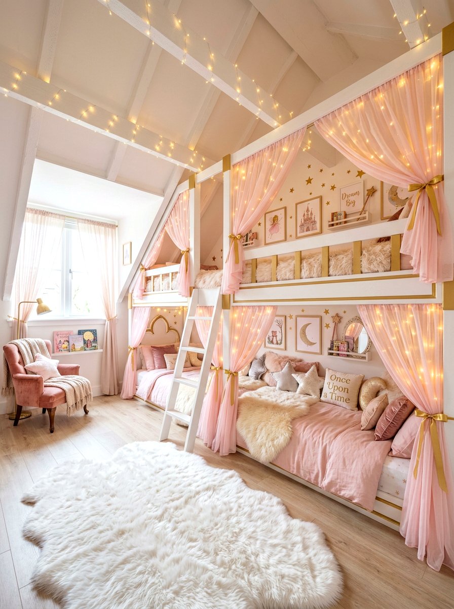 Whimsical Attic Bunk Room - 30 attic bunk room ideas