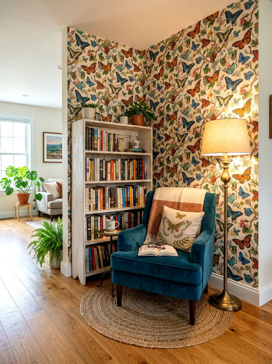 Whimsical Butterfly Reading Nook - 30 wallpaper decor ideas