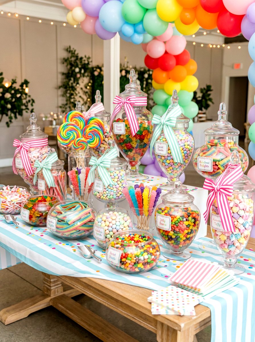 Whimsical Candy Dessert Station - 30 dessert station aesthetic ideas