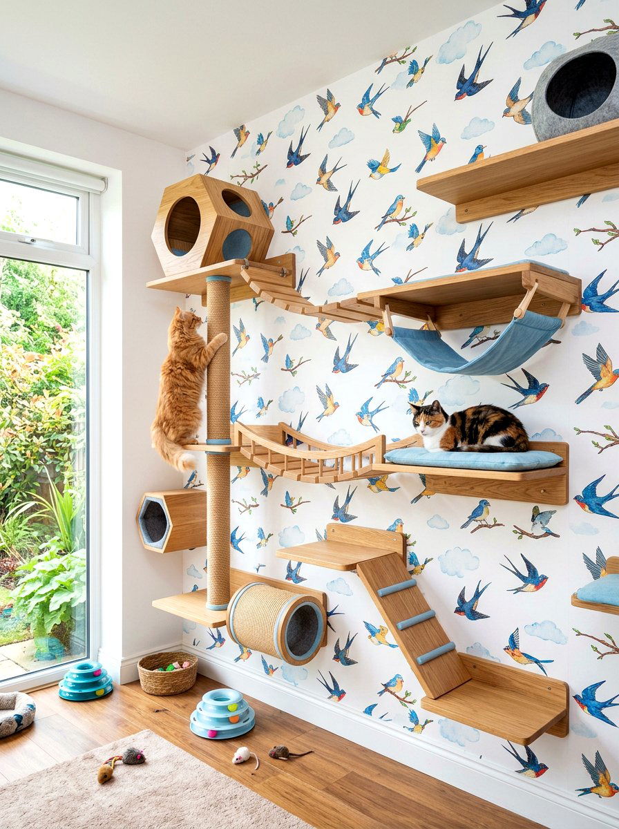 Whimsical Flying Bird Wallpaper - 30 pet room wallpaper ideas
