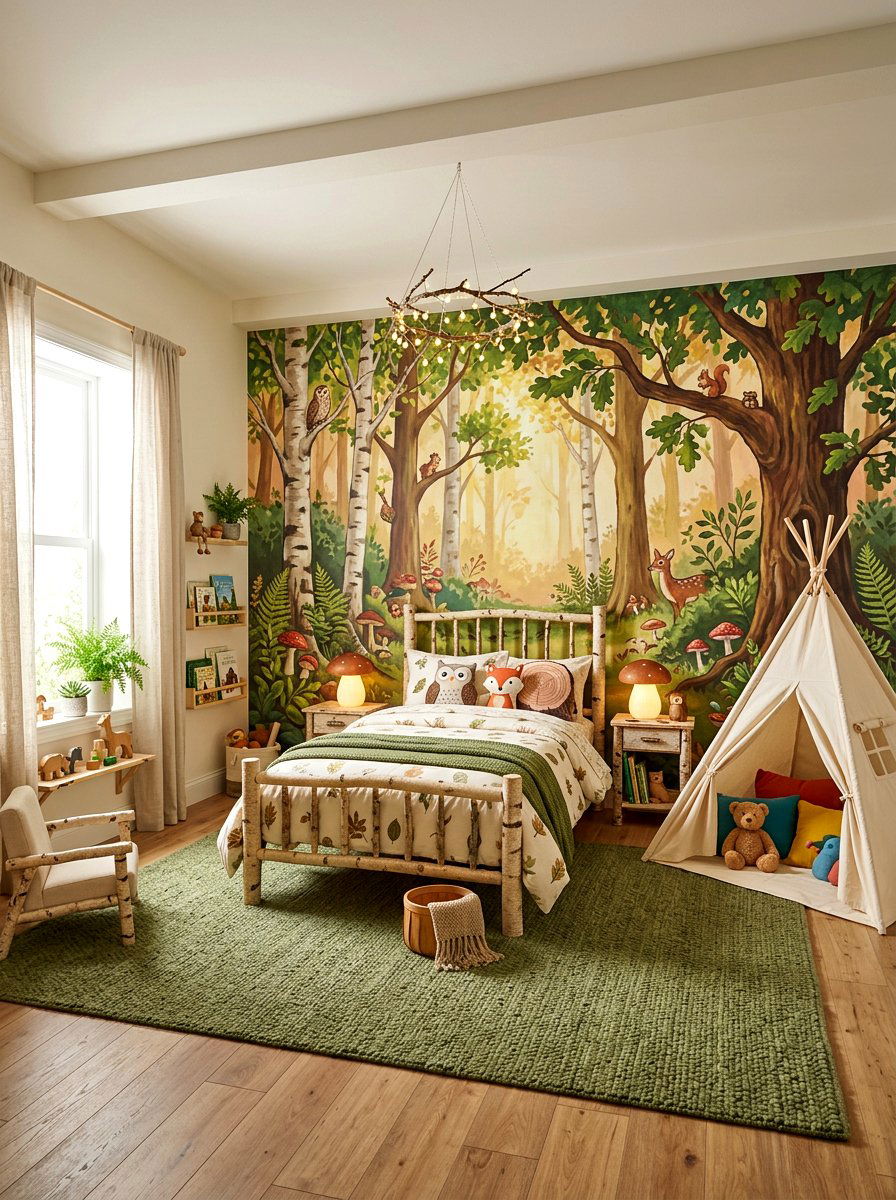 Whimsical Forest Bedroom - 30 aesthetic kids room ideas
