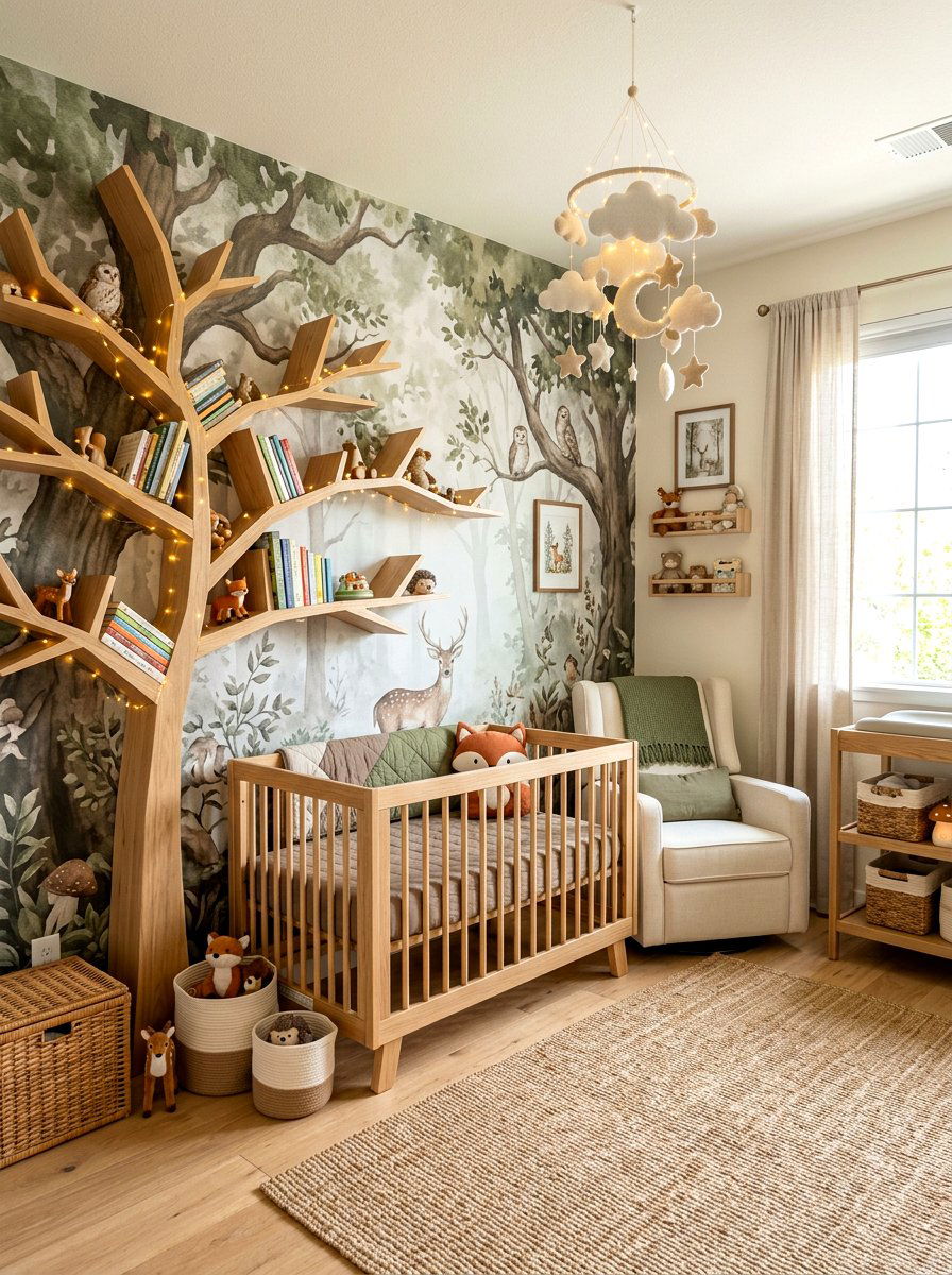 Whimsical Forest Neutral Nursery - 30 neutral nursery ideas