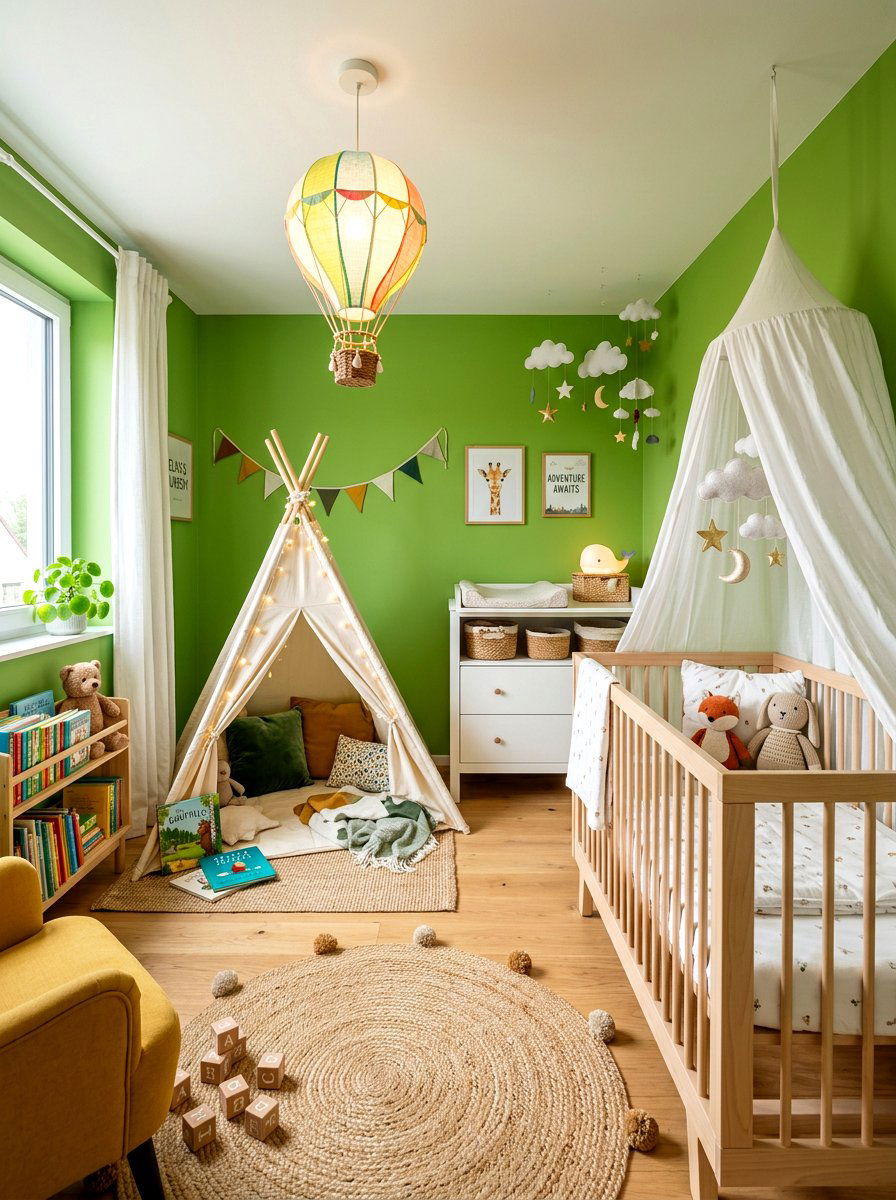 Whimsical Green Nursery - 30 soft green nursery ideas