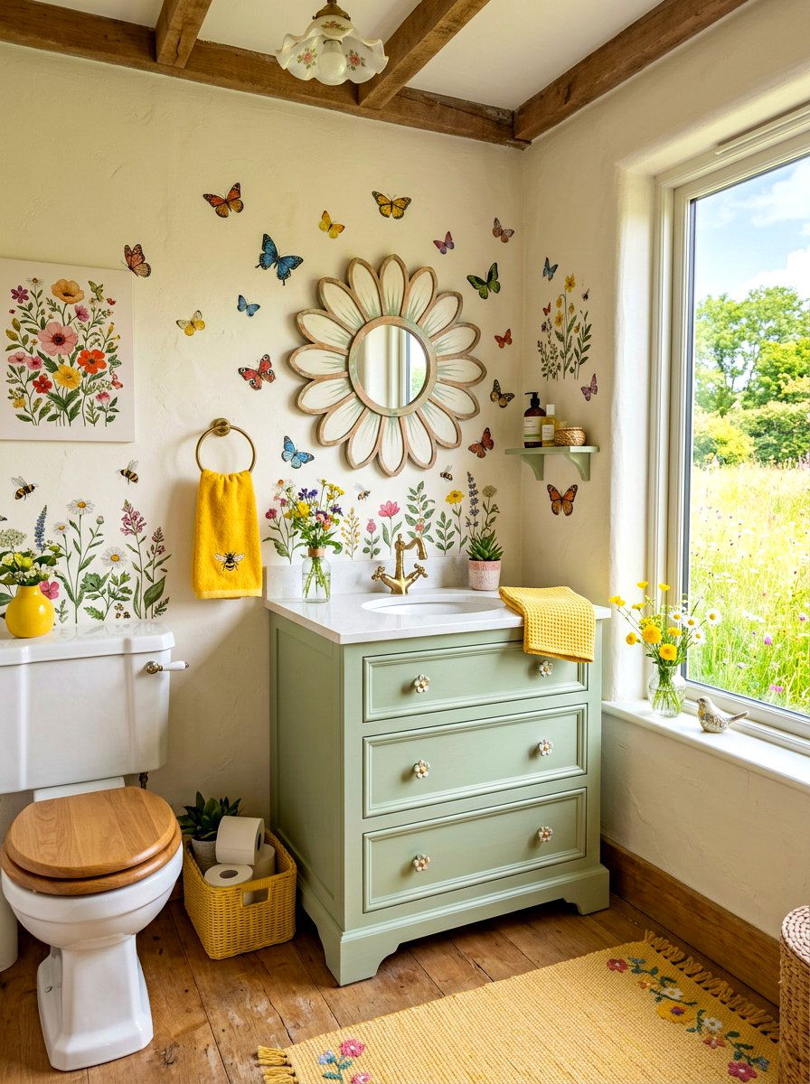 Whimsical Meadow Restroom - 30 bloomcore bathroom ideas