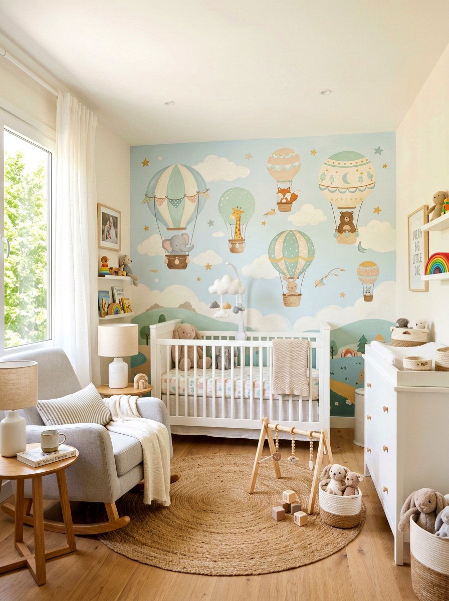 Whimsical Nursery Mural - 30 small room mural ideas
