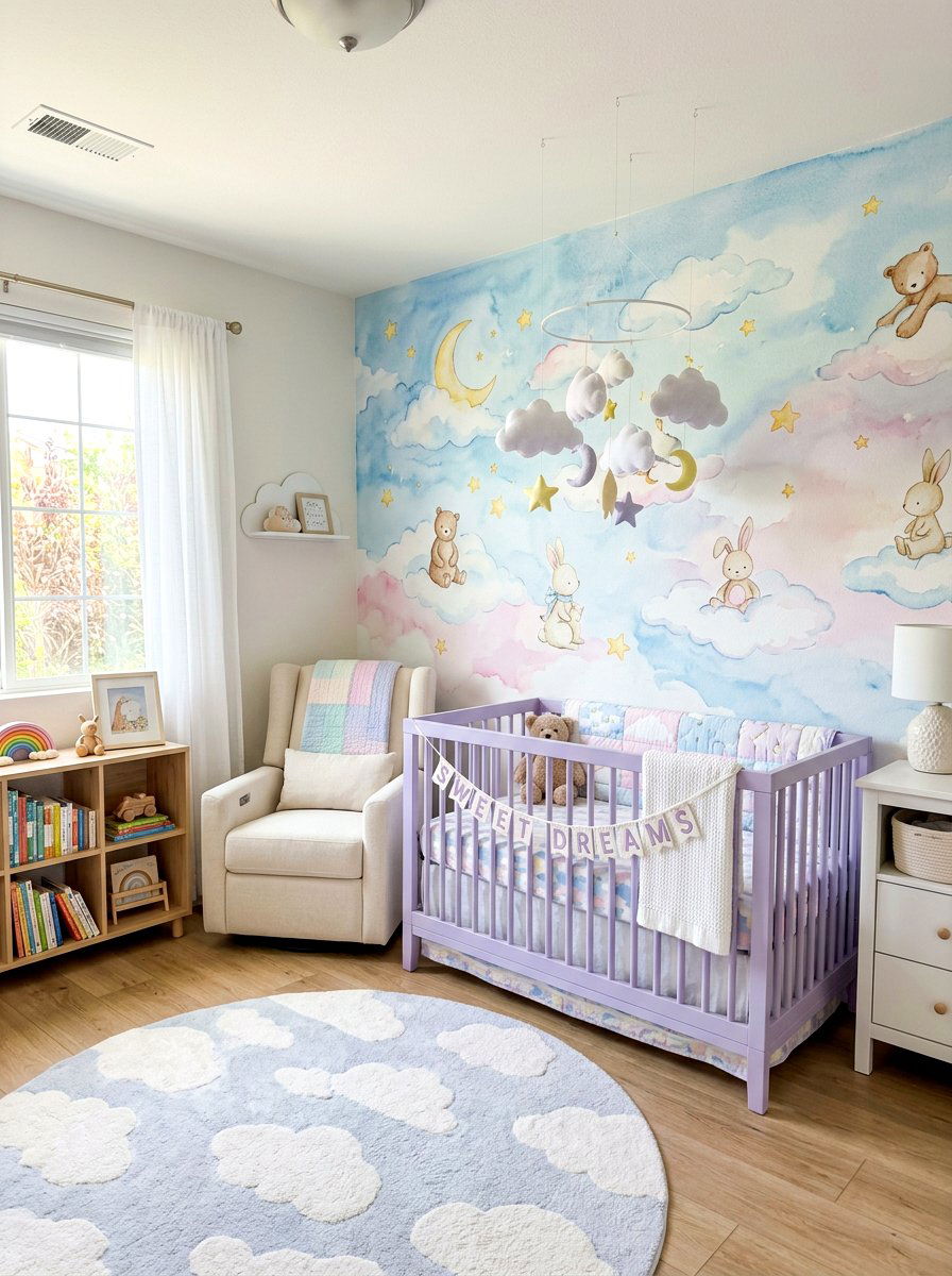 Whimsical Pastel Cloud Nursery - 30 cloud nursery ideas